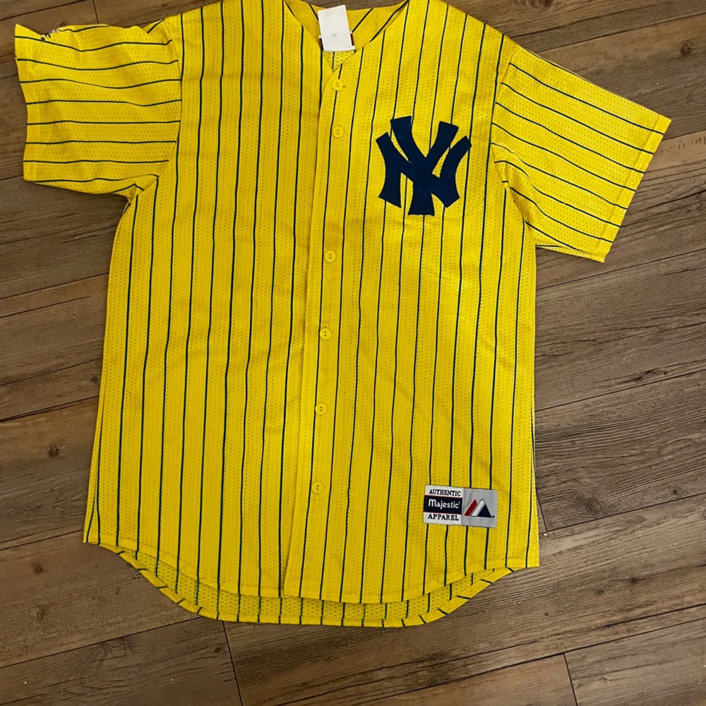 New York Yankees Vintage majestic Yellow Pinstripe Jersey